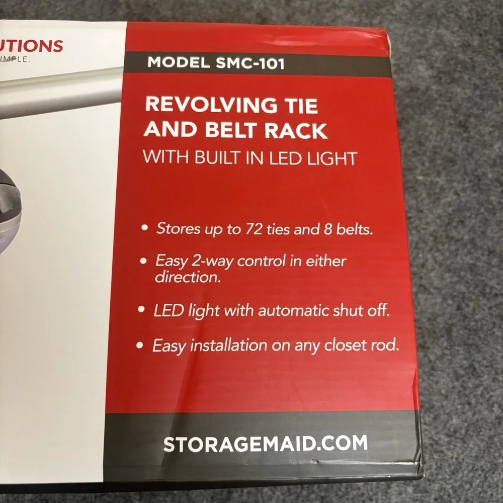 Closet Solutions SMC-101 Revolving‎ Tie & Belt Rack LED Light Organizer